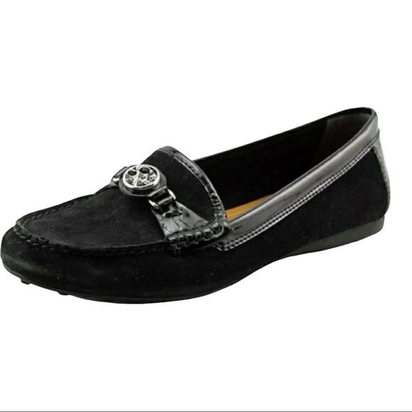 Coach Black Fonda Black Suede and Patent  Leather Loafers Flats Driving Moc 6.5 - Picture 1 of 16